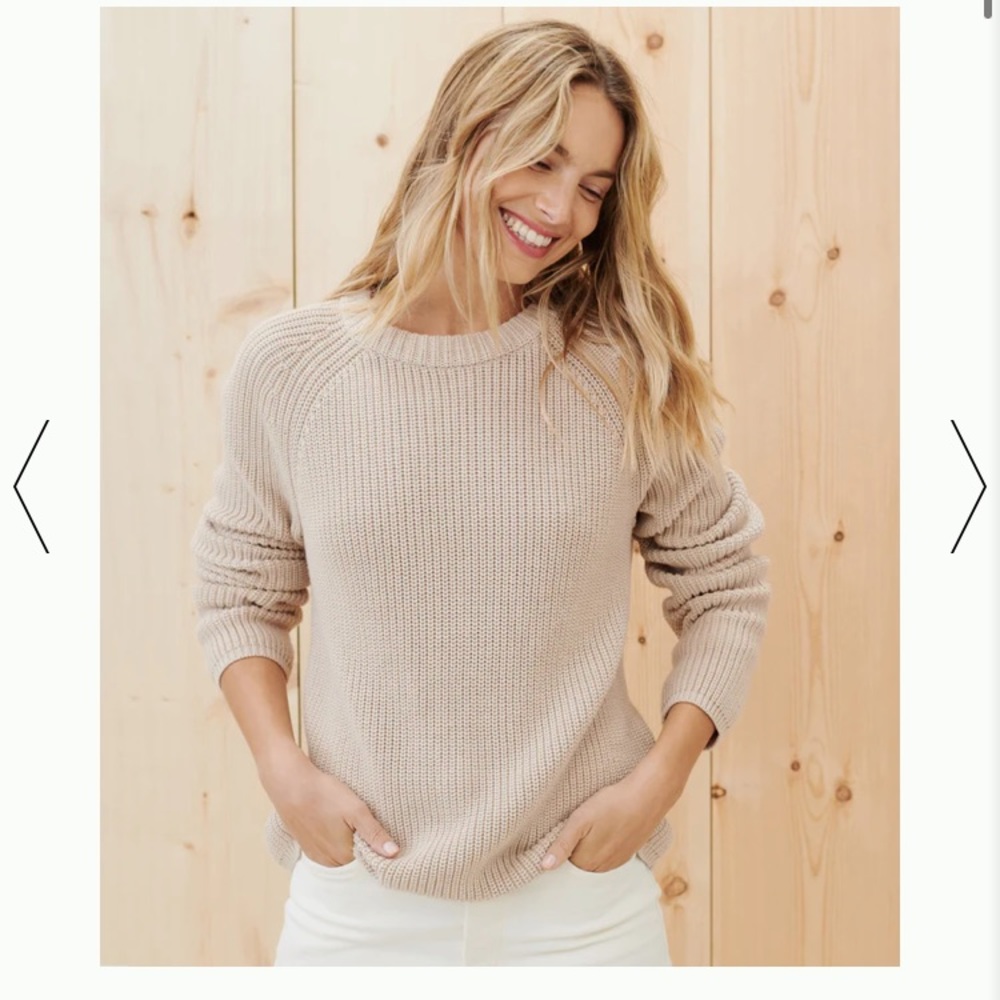 Jenni Kayne Cotton Fisherman Sweater Oatmeal Sz Md